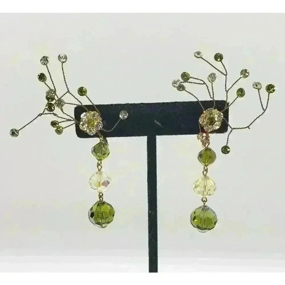 Vintage Earrings RARE Spike Atomic AB Rhinestone MCM Statement Brutalist - Picture 1 of 11